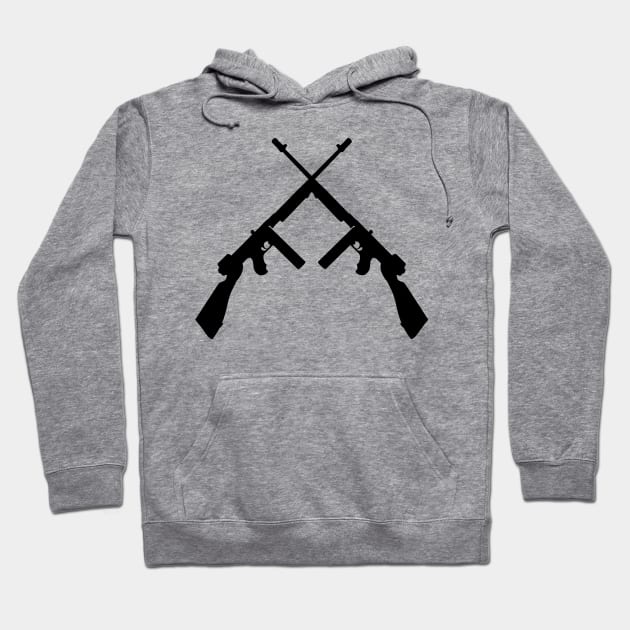 Crossed thompson submachine gun in black Hoodie by FOGSJ